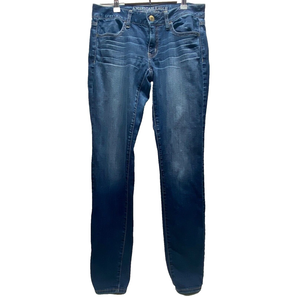 American Eagle Super Stretch Jeggings Women's 6 Long Medium Blue Denim EUC